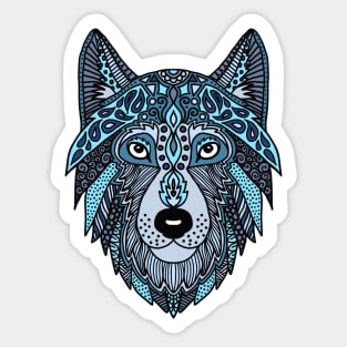 Zen Wolf Head Blue Sticker